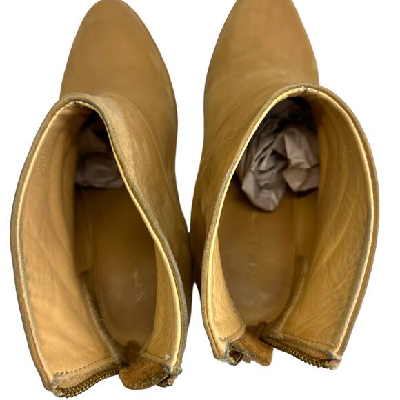 Nisolo Women's Boots US 7.5 Dari Heeled Ankle Booties Tan Leather Suede Back Zip - Picture 11 of 16